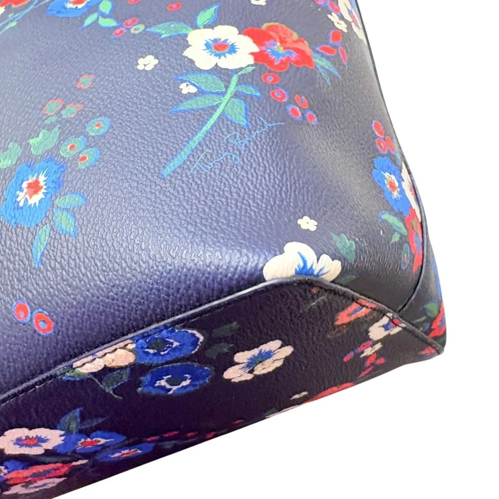Tory Burch blue navy floral tote bag